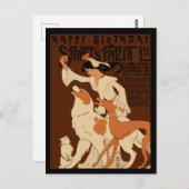 ヴィンテージドッグ恋人ハッピーバースデー ポストカード (正面/裏面)