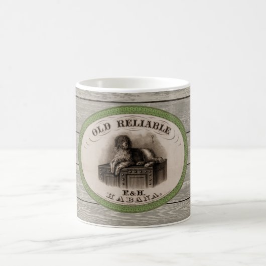 ヴィンテージドッグ葉巻ラベル コーヒーマグカップ (中央)