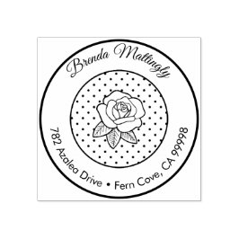 ヴィンテージドットフローラバラ差出人住所キュートラウンド ラバースタンプ