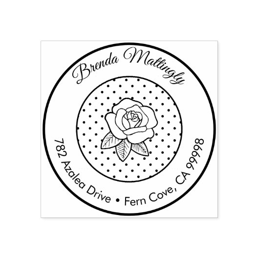 ヴィンテージドットフローラバラ差出人住所キュートラウンド ラバースタンプ (インプリント)