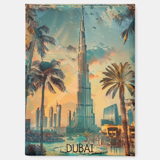 ヴィンテージドバイ統一されたアラブ首長国連邦ブルジュハリファ マグネット (正面)