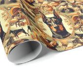 ヴィンテージドバーマンイラストレーション ラッピングペーパー (ロールコーナー)