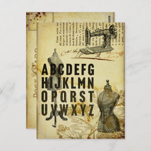 ヴィンテージドフランスのレス型枠裁縫機はがき ポストカード (正面/裏面)