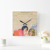 ヴィンテージドフランスフークエレデエレガントィース スクエア壁時計 (ホーム)