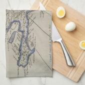 ヴィンテージドミニカ共和国の地図（1750年） キッチンタオル (四つ折り)