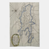 ヴィンテージドミニカ共和国の地図（1750年） キッチンタオル (縦)