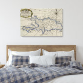 ヴィンテージドミニカ共和国の地図（1750年） キャンバスプリント (インサイチュ (寝室))