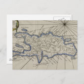 ヴィンテージドミニカ共和国の地図（1750年） ポストカード (正面/裏面)