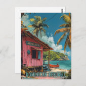 ヴィンテージドミニカ共和国トラベルアート ポストカード (正面/裏面)