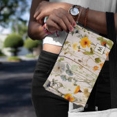 ヴィンテージドライフラワーパターンフェミニンモノグラムの アクセサリーポーチ