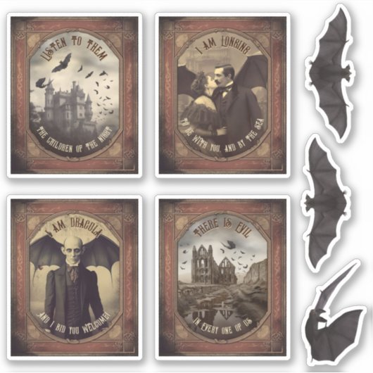 ヴィンテージドラキュラゴシックレトロハローウィンパーティ シール (正面)