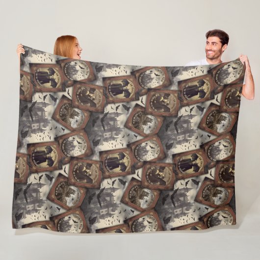 ヴィンテージドラキュラハロウィーンゴシックヴァンパイアキス フリースブランケット (インサイチュ)