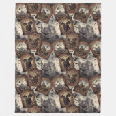 ヴィンテージドラキュラハロウィーンゴシックヴァンパイアキス フリースブランケット (正面)