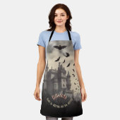 ヴィンテージドラキュラ城ゴシックホラーハロウィーン エプロン (着用した状態)