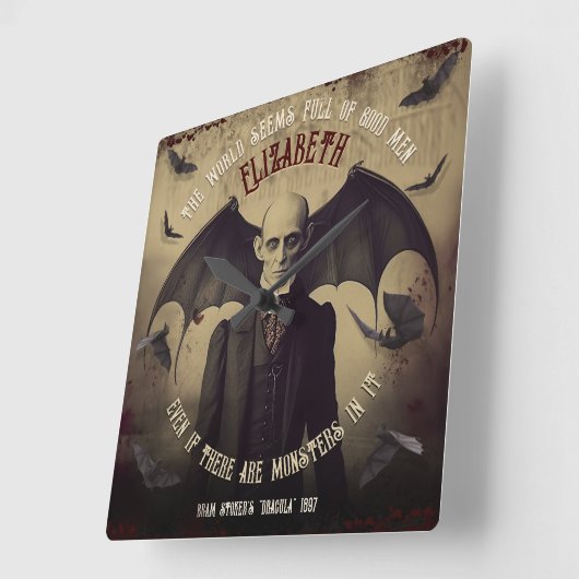 ヴィンテージドラクビクトリアンラヴァンパイアキスゴシック スクエア壁時計 (傾斜)