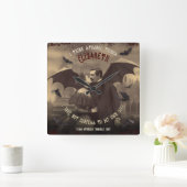 ヴィンテージドラクビクトリアンラヴァンパイアキスゴシック スクエア壁時計 (ホーム)