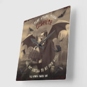 ヴィンテージドラクビクトリアンラヴァンパイアキスゴシック スクエア壁時計 (傾斜)