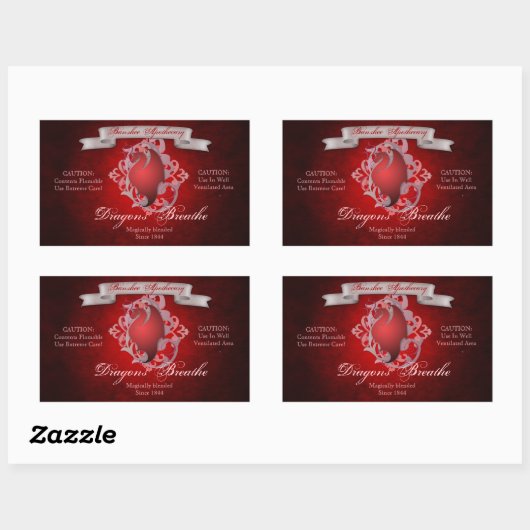 ヴィンテージドラゴンがハロウィーンボトルのシールを吸う 長方形シール (シート)