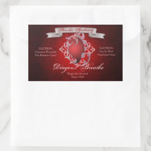 ヴィンテージドラゴンがハロウィーンボトルのシールを吸う 長方形シール (バッグ)