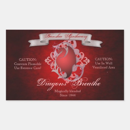 ヴィンテージドラゴンがハロウィーンボトルのシールを吸う 長方形シール (正面)