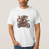 ヴィンテージドラゴンがバイクに乗る Tシャツ (正面)