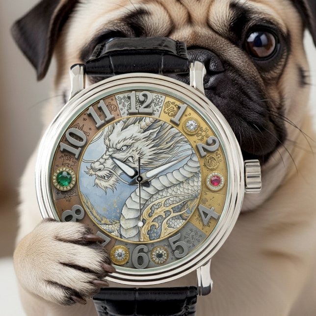 ヴィンテージドラゴンウォッチ、金ゴールド、宝石、アート 腕時計 (Dragon watch)