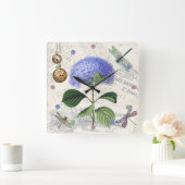 ヴィンテージドラゴンフライフローラシャビーシック素朴シック スクエア壁時計 (ホーム)