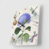 ヴィンテージドラゴンフライフローラシャビーシック素朴シック スクエア壁時計 (傾斜)