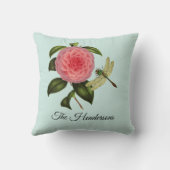 ヴィンテージドラゴンフライ牡丹オンミントグリーンモノグラム クッション (裏面)