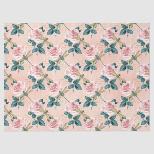 ヴィンテージドラゴンフライ系デザイン1ティッシュペーパー 薄葉紙 (正面)