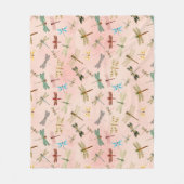 ヴィンテージドラゴンフライ系デザイン3 フリースブランケット (正面)