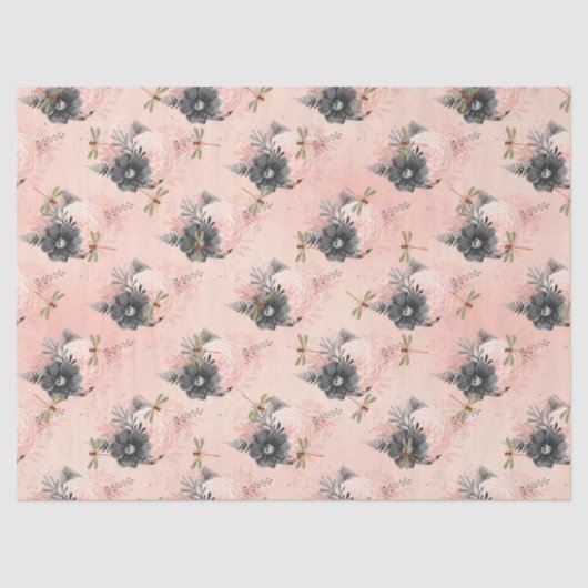 ヴィンテージドラゴンフライ系デザイン4ティッシュペーパー 薄葉紙 (正面)