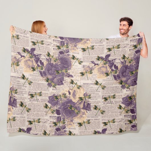 ヴィンテージドラゴンフライ系デザイン6 フリースブランケット (インサイチュ)