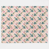 ヴィンテージドラゴンフライ系デザイン フリースブランケット (正面(横))