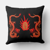 ヴィンテージドラゴンホリデーレッド&ブラック クッション (裏面)