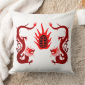 ヴィンテージドラゴンホリデーレッド&ブラック クッション (ブランケット)