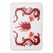 ヴィンテージドラゴンホリデーレッド&ブラック バスマット (正面縦)