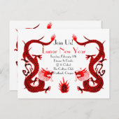 ヴィンテージドラゴンホリデーレッド&ブラック ポストカード (正面/裏面)