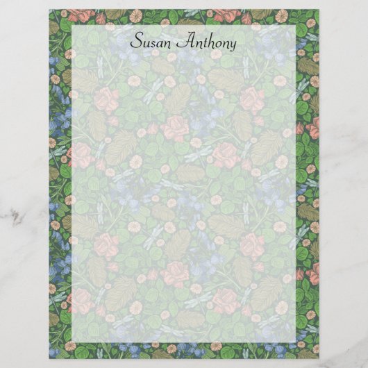 ヴィンテージドラゴン飛んでいるフライinイングリッシュガーデン紙 (裏面)