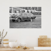 ヴィンテージドラッグレース – 1955シボイBelAirノマド ポスター (キッチン)
