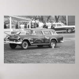 ヴィンテージドラッグレース – 1955シボイBelAirノマド ポスター