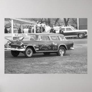 ヴィンテージドラッグレース – 1955シボイBelAirノマド ポスター