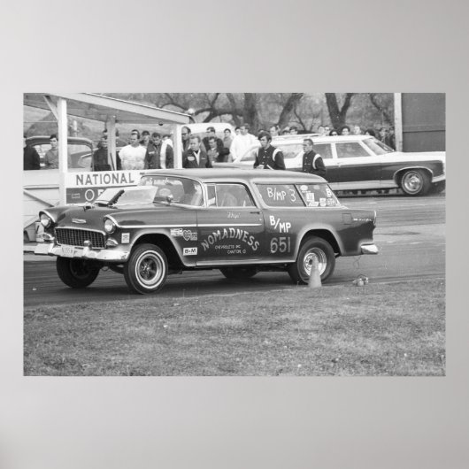 ヴィンテージドラッグレース – 1955シボイBelAirノマド ポスター (正面)