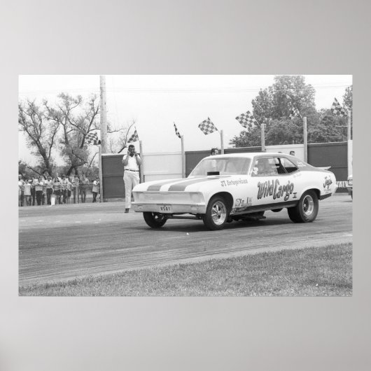 ヴィンテージドラッグ- "ワイルドカーゴ" Chevy Nova おもしろい car ポスター (正面)