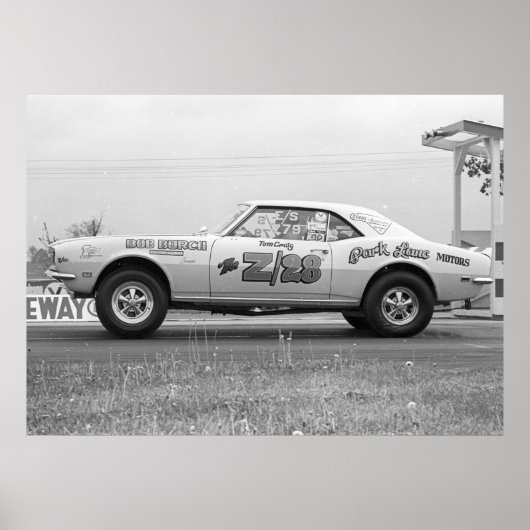 ヴィンテージドラッグ- Chevy Camaro Z/28ドラッグ ポスター (正面)