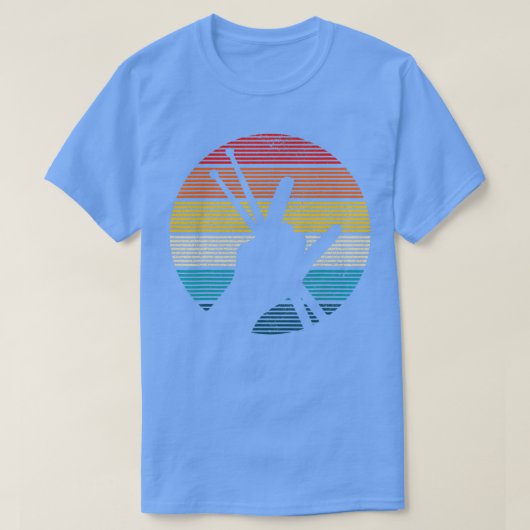 ヴィンテージドラマーばちロック転がハンドホーン Tシャツ (デザイン正面)