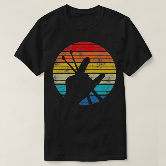 ヴィンテージドラマーばちロック転がハンドホーン Tシャツ (デザイン正面)