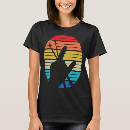 ヴィンテージドラマーばちロック&ハ転がンドホーン Tシャツ (正面)