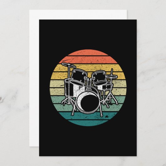 ヴィンテージドラマーレトロドラムギフトアイディア 招待状 (正面/裏面)
