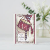 ヴィンテージドラムとアメリカ国旗の愛国的なリボン ポストカード (スタンド正面)